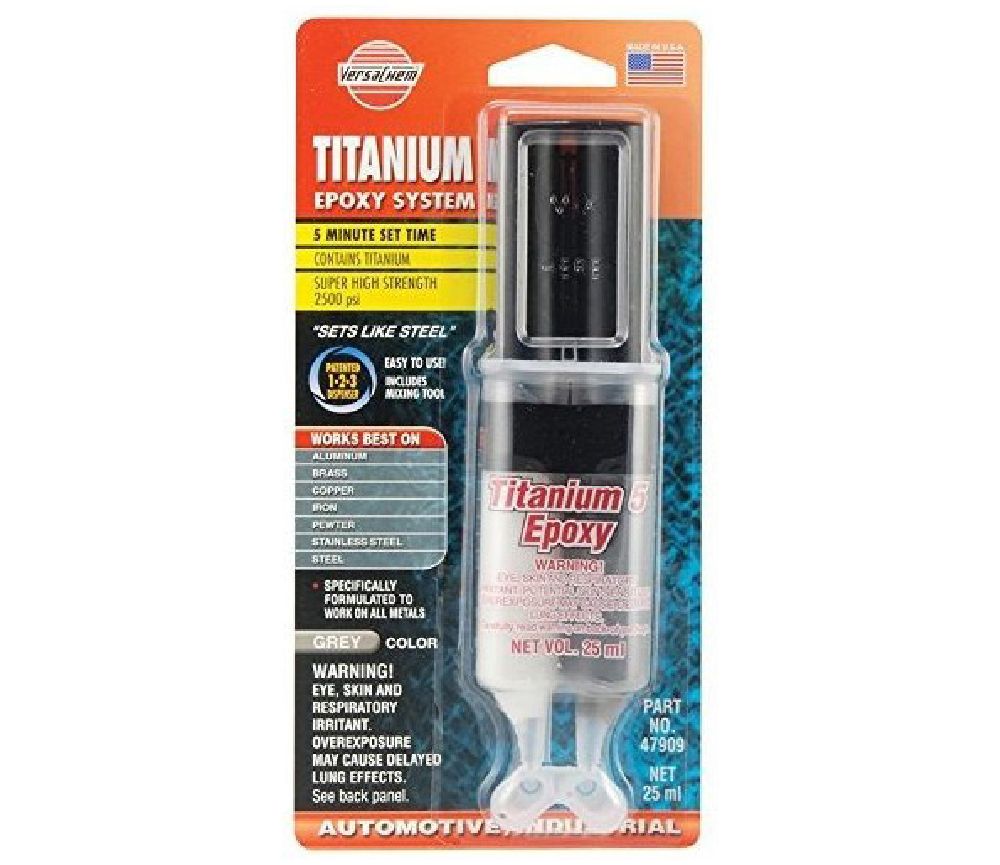 Epoxico versachem titanio metal jeringa. Gris oscuro. 25ml. (en jeringa)