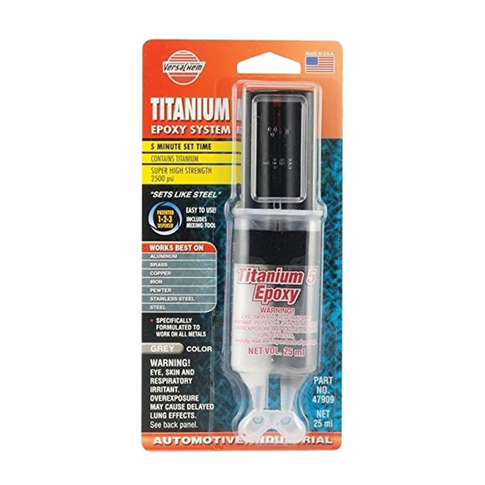 Epoxico versachem titanio metal jeringa. Gris oscuro. 25ml. (en jeringa)