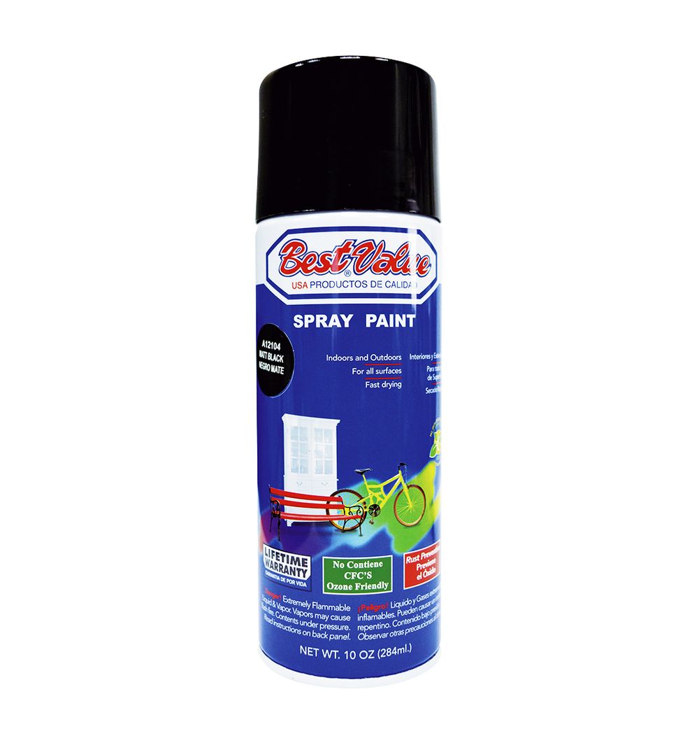 Pintura spray negro mate. 10 oz. (en spray)