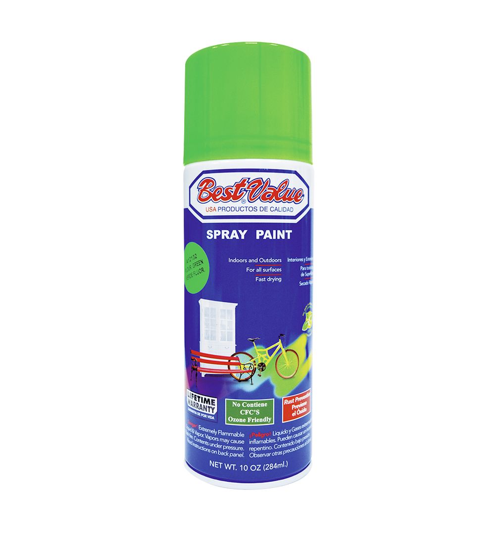 Pintura spray florecente verde. 10 oz. (en spray)
