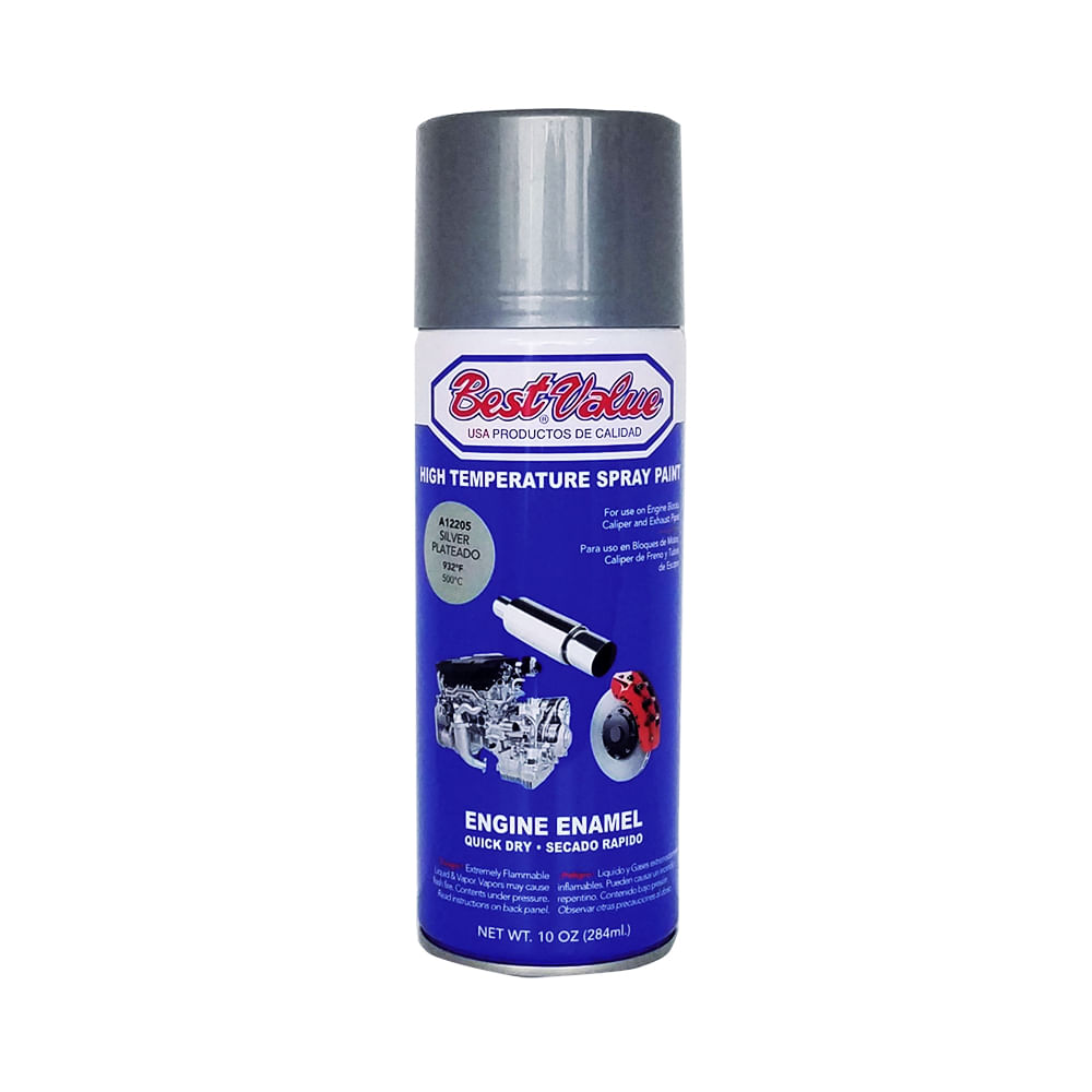 Pintura spray alta temp aluminio. Plateado. 10 oz. (en spray)