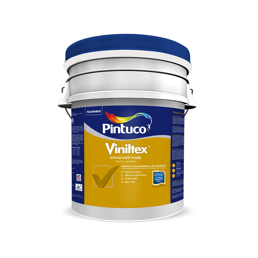 Viniltex advanced latex mate base white 5gl (18.925l)