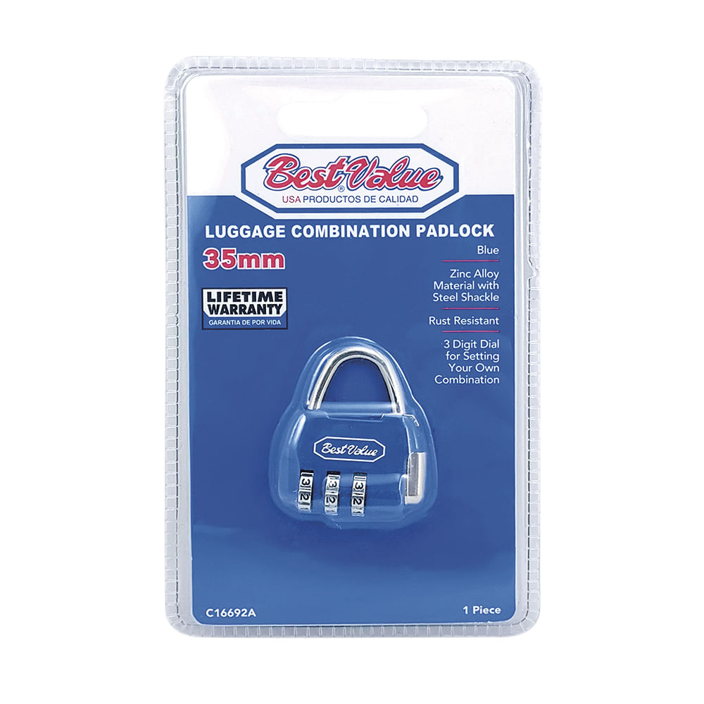 Candado combinacion para maleta azul. 45mm