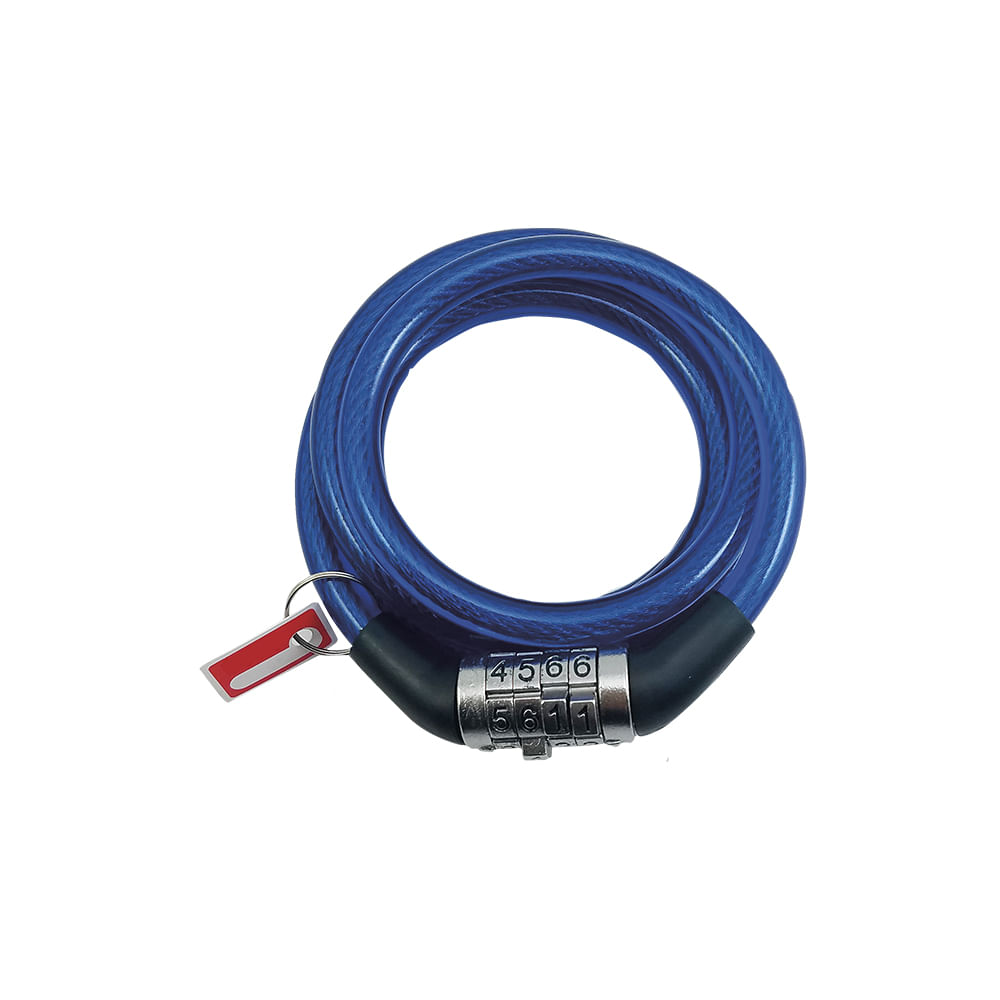 Candado tipo cable 48 combinacion. Azul.