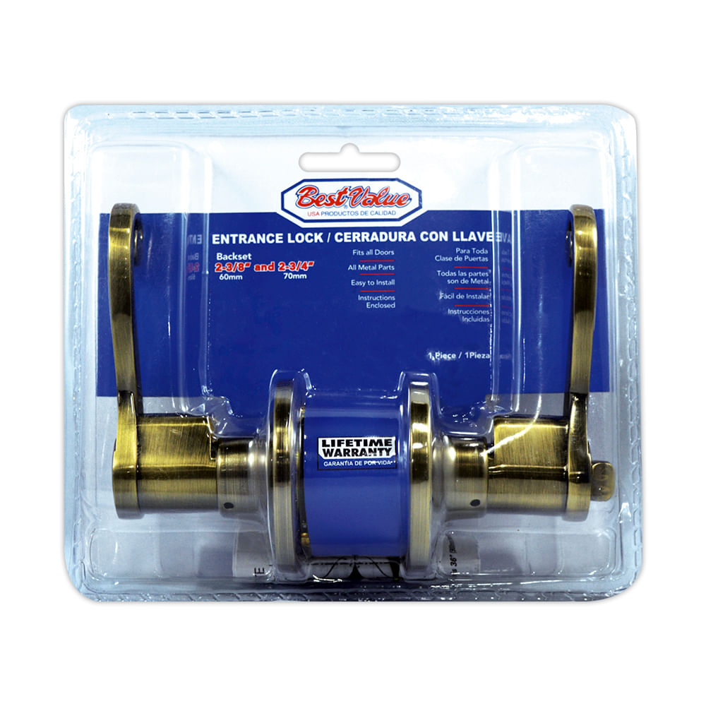 Cerradura con llave manig. Izq ab. Bronceado. 2-3/8