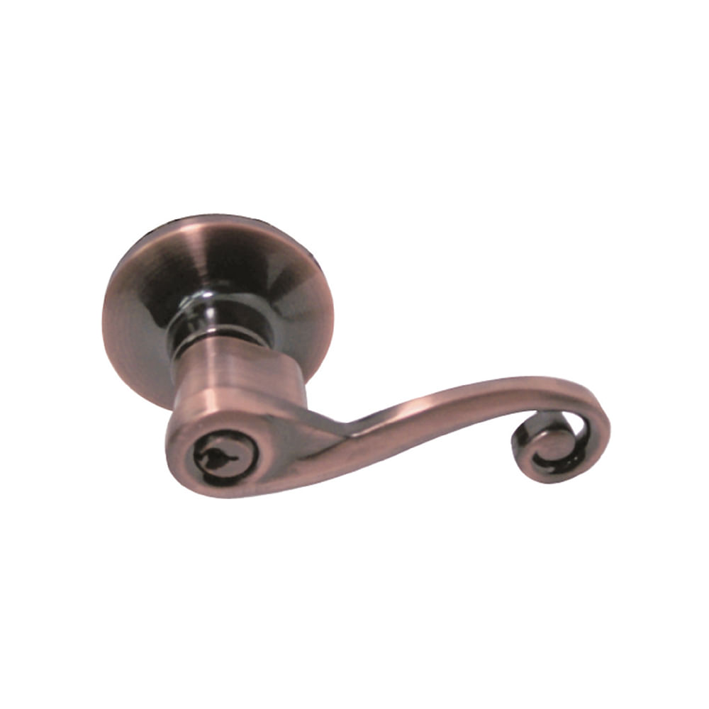 Cerradura con llave manigueta ac. Cobrizado. 2-3/8