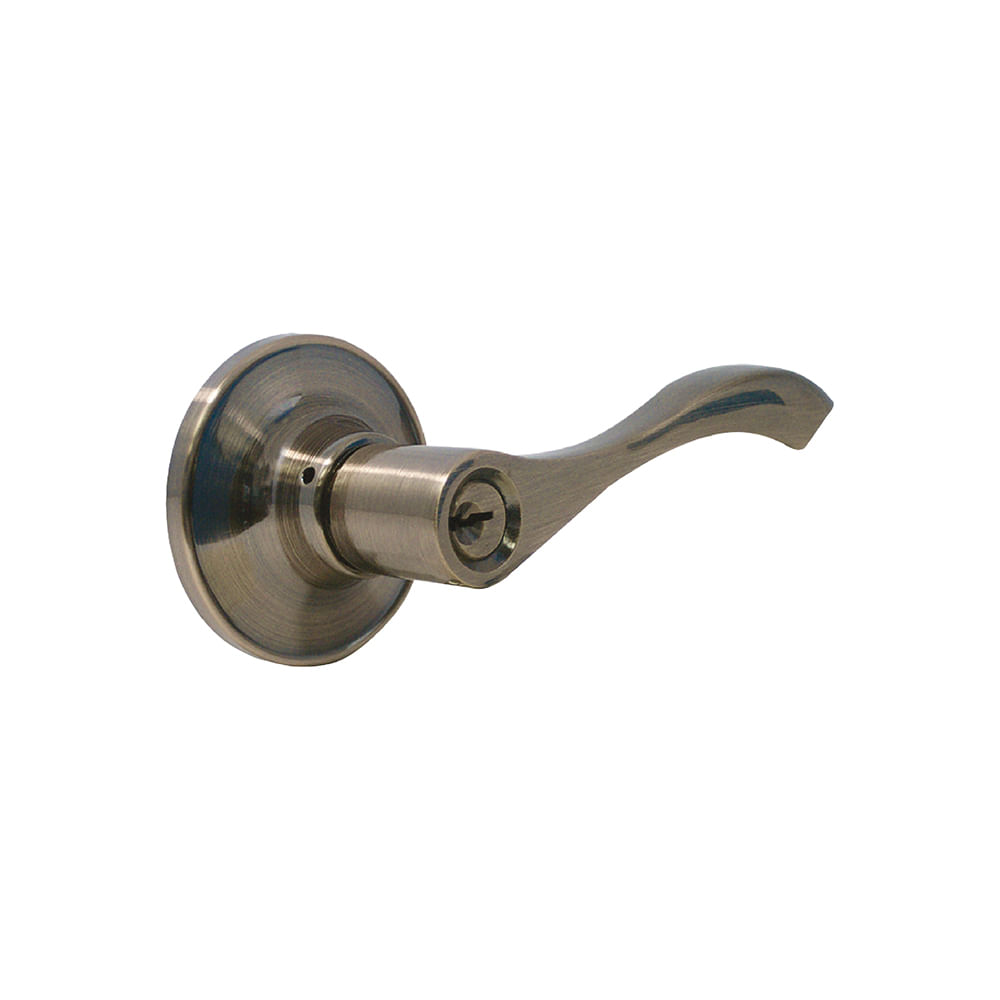 Cerradura con llave manigueta ab. Bronceado. 2-3/8