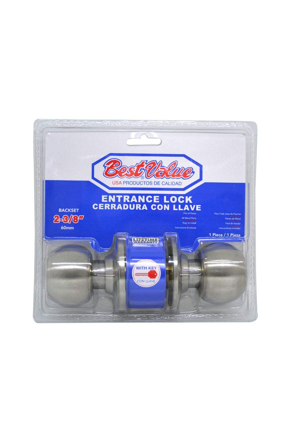 Cerradura con llave bola ss. Acero inoxidable. 2-3/8