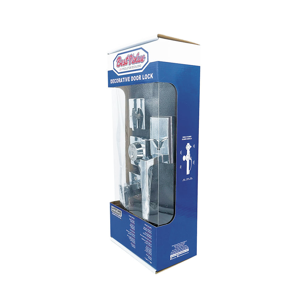 Cerradura decorativa con s acero cromado. 2-3/8 (60mm)