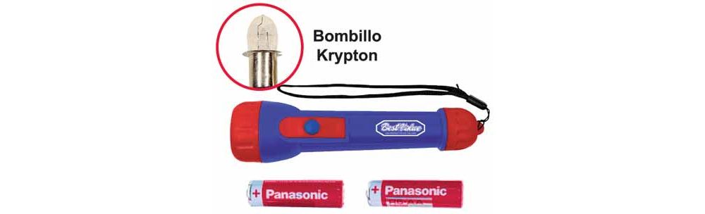 Linterna plastica 2aa. Azul/rojo