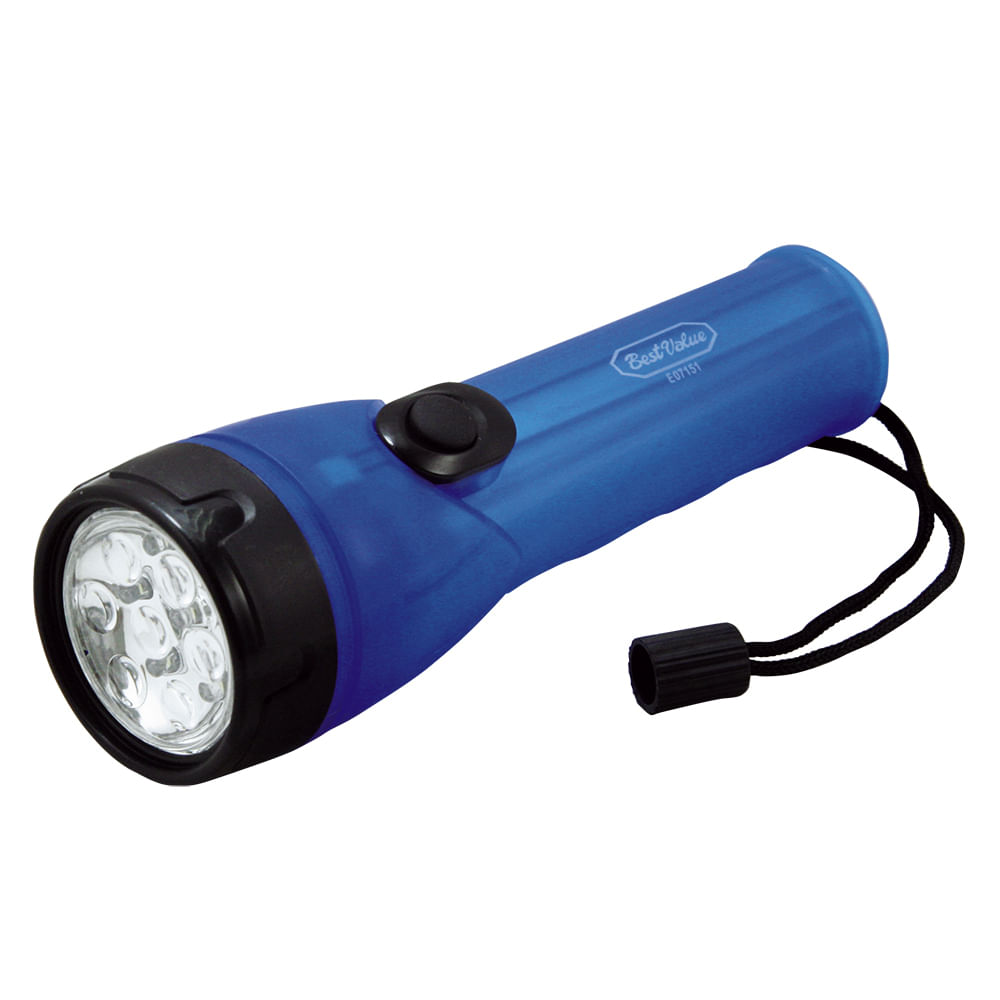 Linterna 7 led 2d plastico. Azul/negro. 8(200mm)