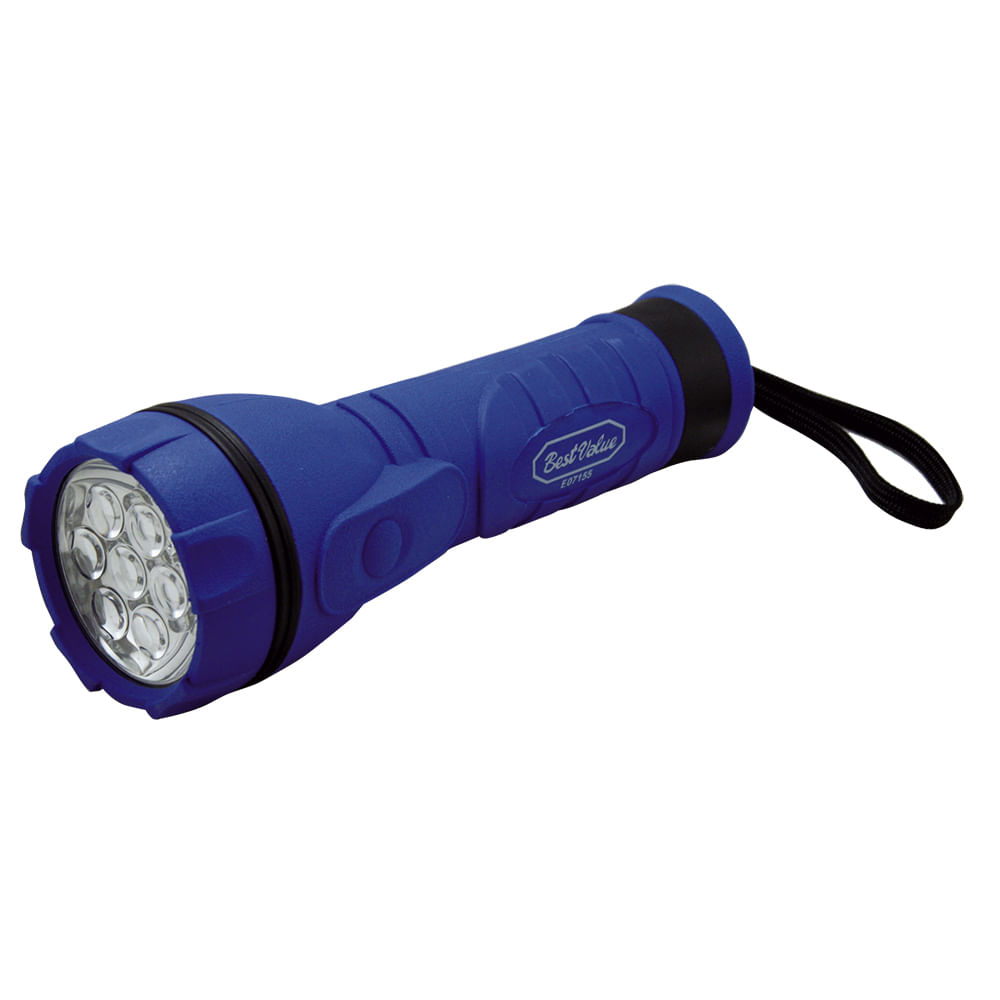 Linterna 7 led 2d caucho. Azul/negro. 8(200mm)