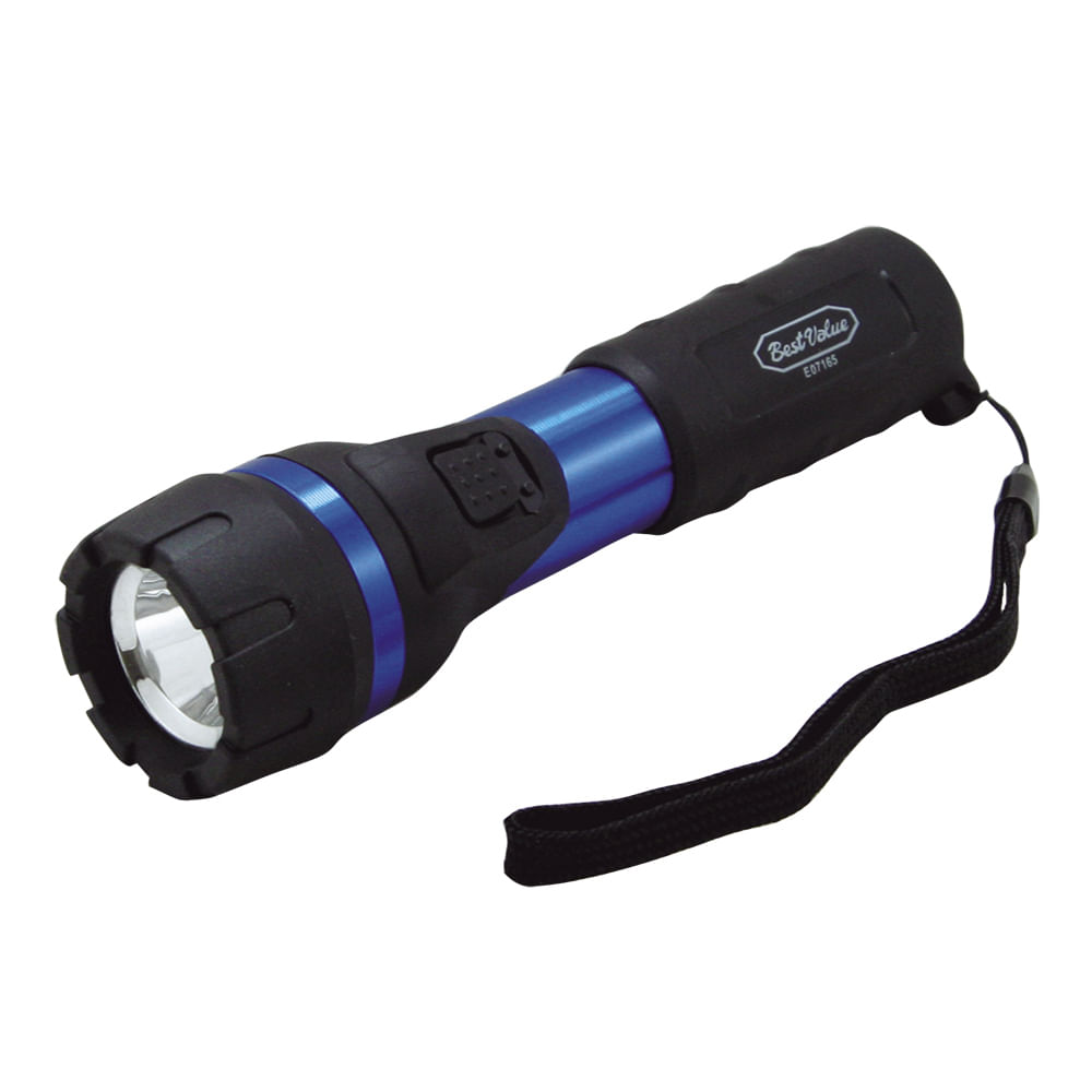 Linterna 1 led 2aa caucho/aluminio. Azul/negro. 6. 5(165mm)