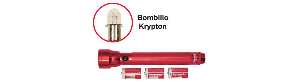 Linterna aluminio roja 3d con bateria. Rojo