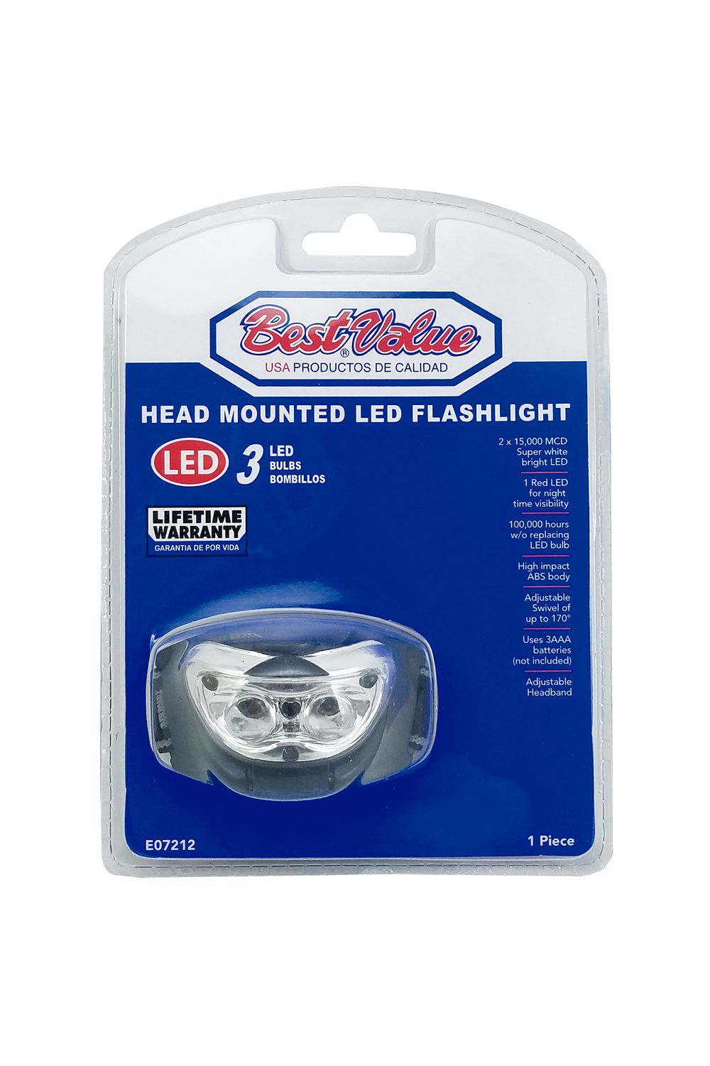 Linterna para cabeza led bestvalue 3aaa. Negro