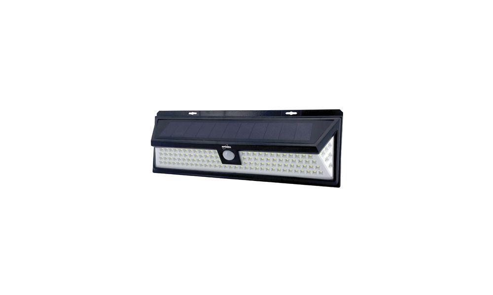 Lampara led solar para pared 10w 750lm con sensor mov. Negro.