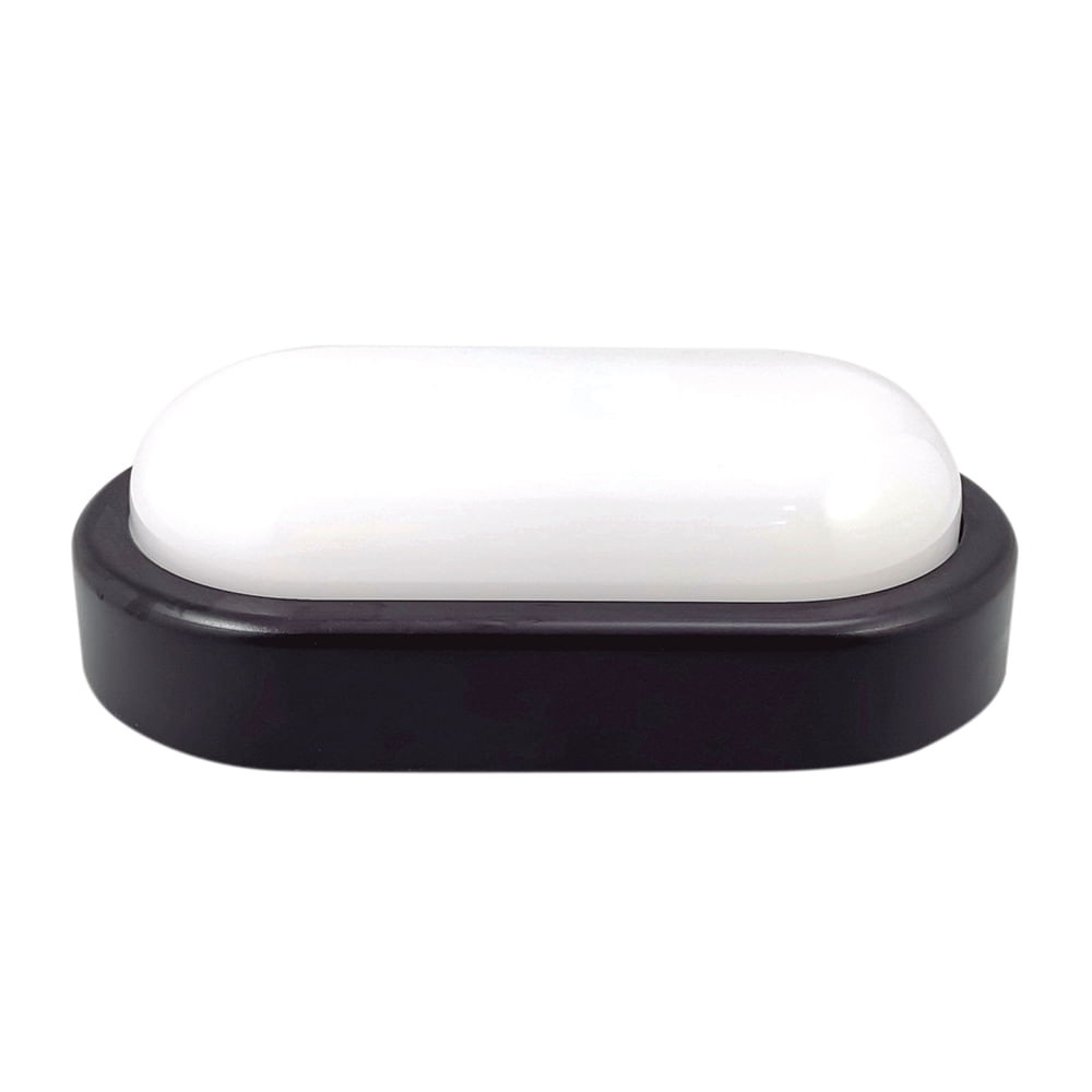 Lampara led ovalada 8w 6400k base negra rockwell. Negro.