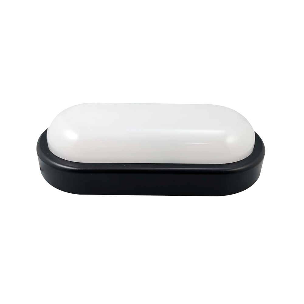 Lampara led ovalada 12w 6400k base negra rockwell. Negro. 8w