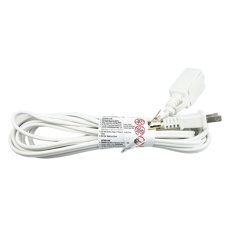 Extension electrica ul de 12' (blanca). Blanco.