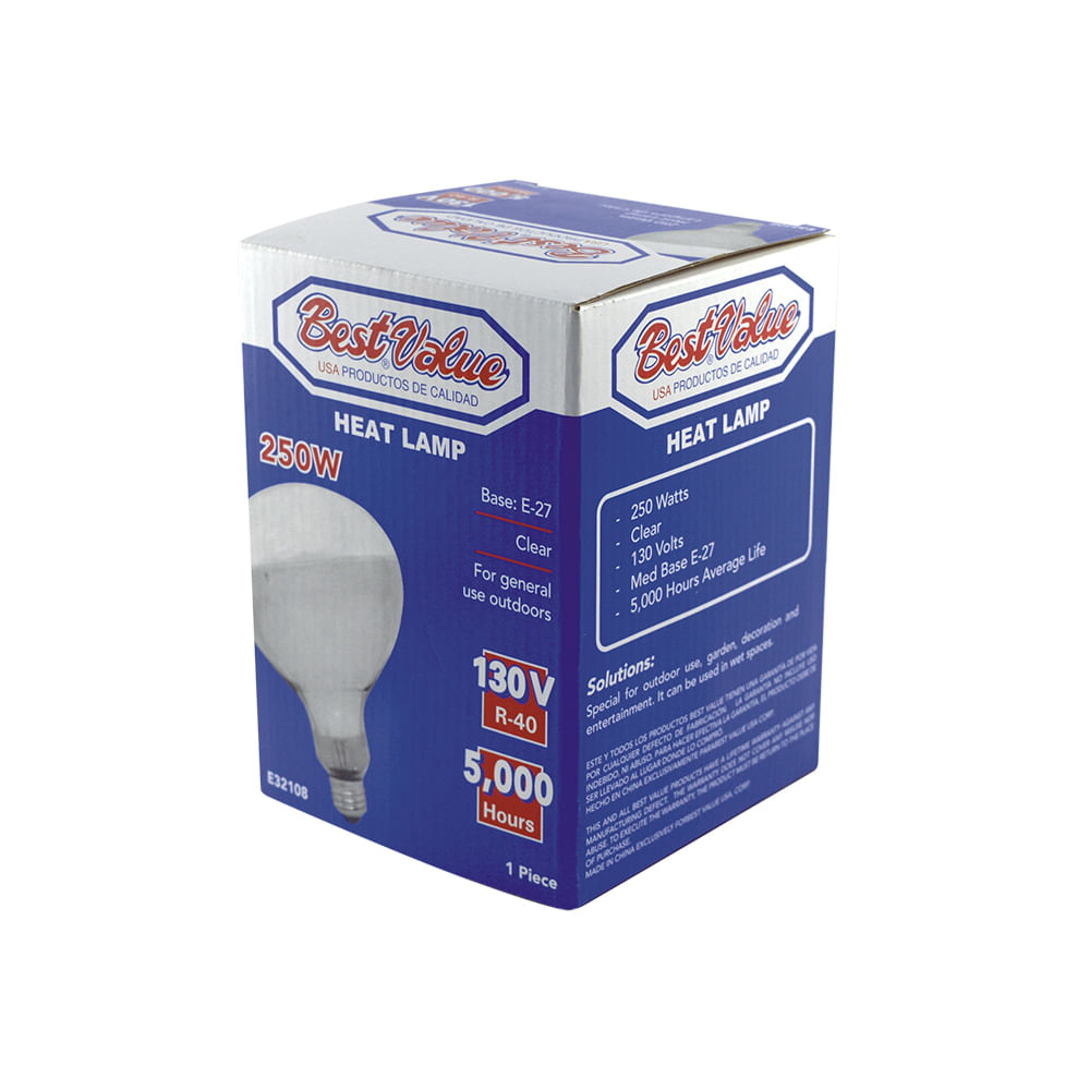 Foco reflector infrarojo 250w r40. Clear.