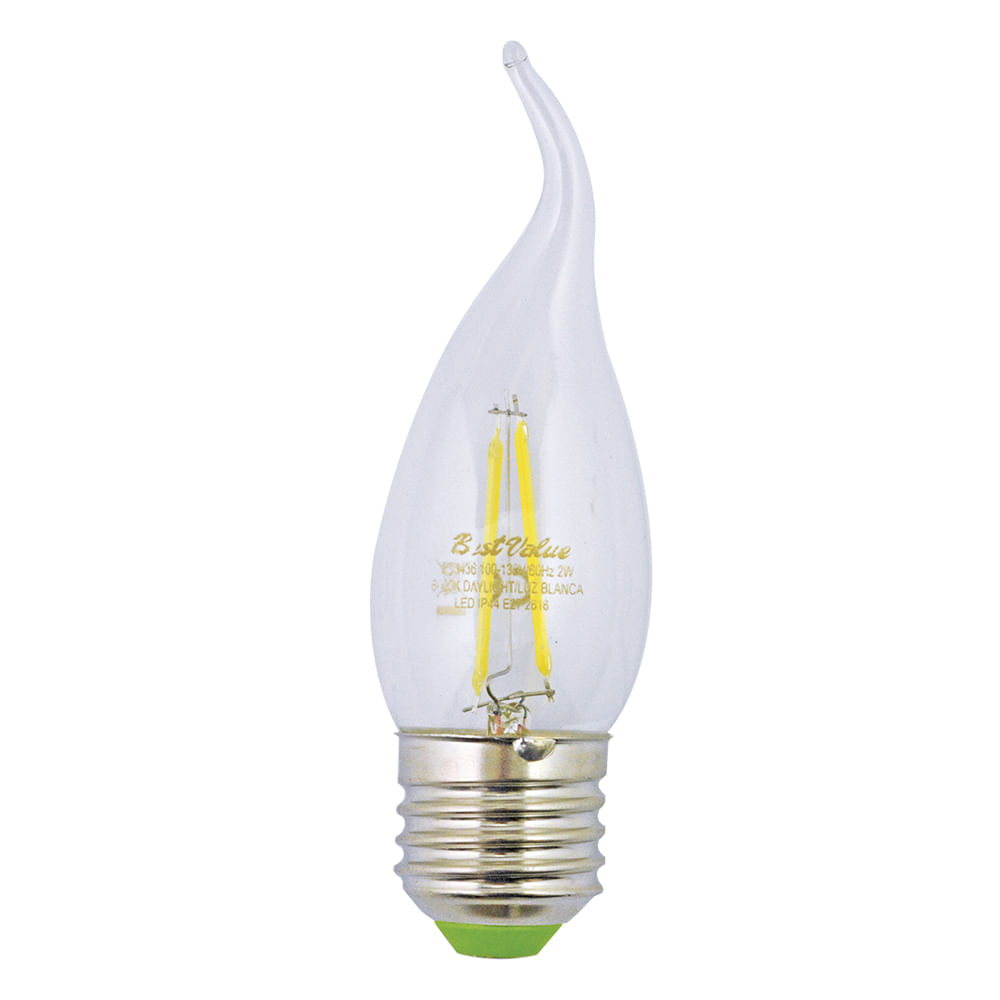 Lamp candelabra led 2w 6400k e27. Blanco.