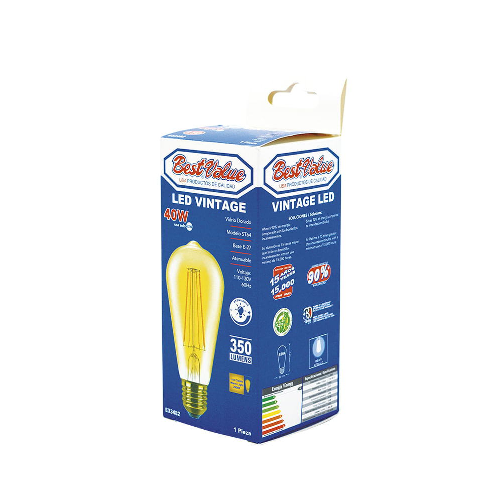 Led vintage st64 e27 7. 5w 2700k. Ambar. (st64)