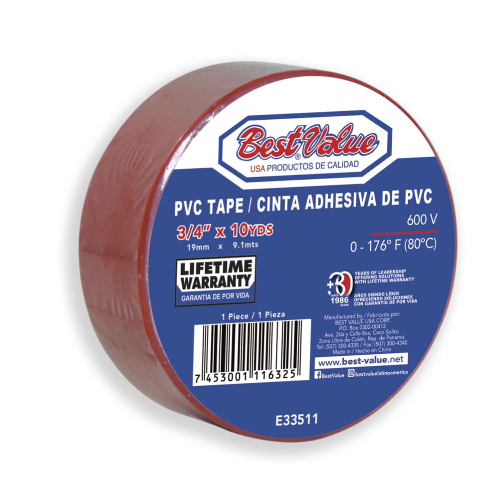 Tape electrico 10yds rojo. 3/4(19mm)