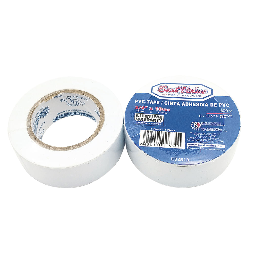 Tape electrico 10yds blanco. 3/4(19mm)
