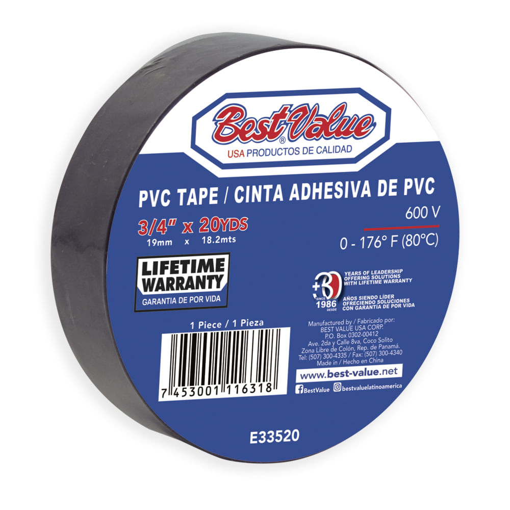 Tape electrico 20yds negro. 3/4(19mm)
