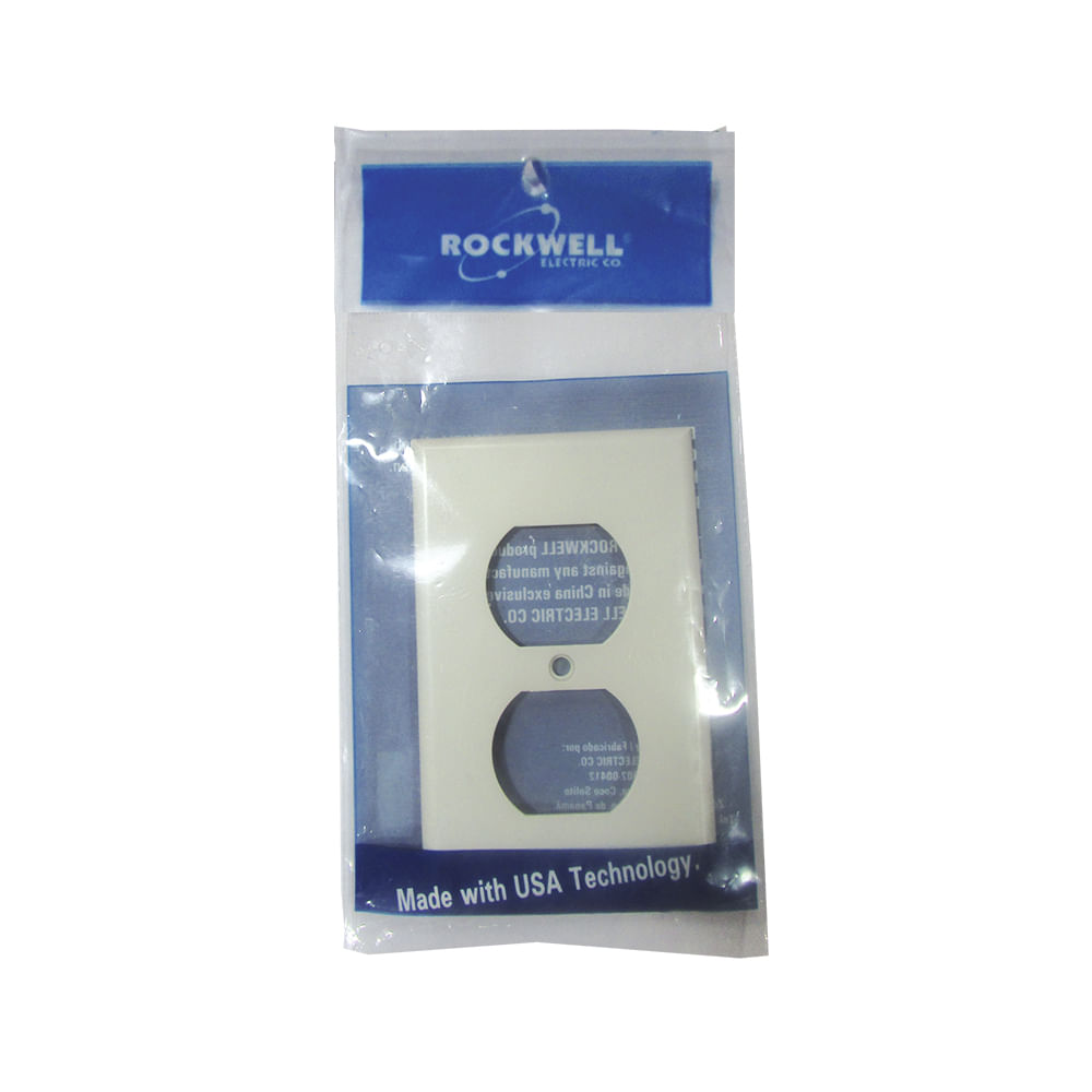Tapa plast. Para doble tomarockwellblanca. Blanco. 2-3/4 x 4-1/2