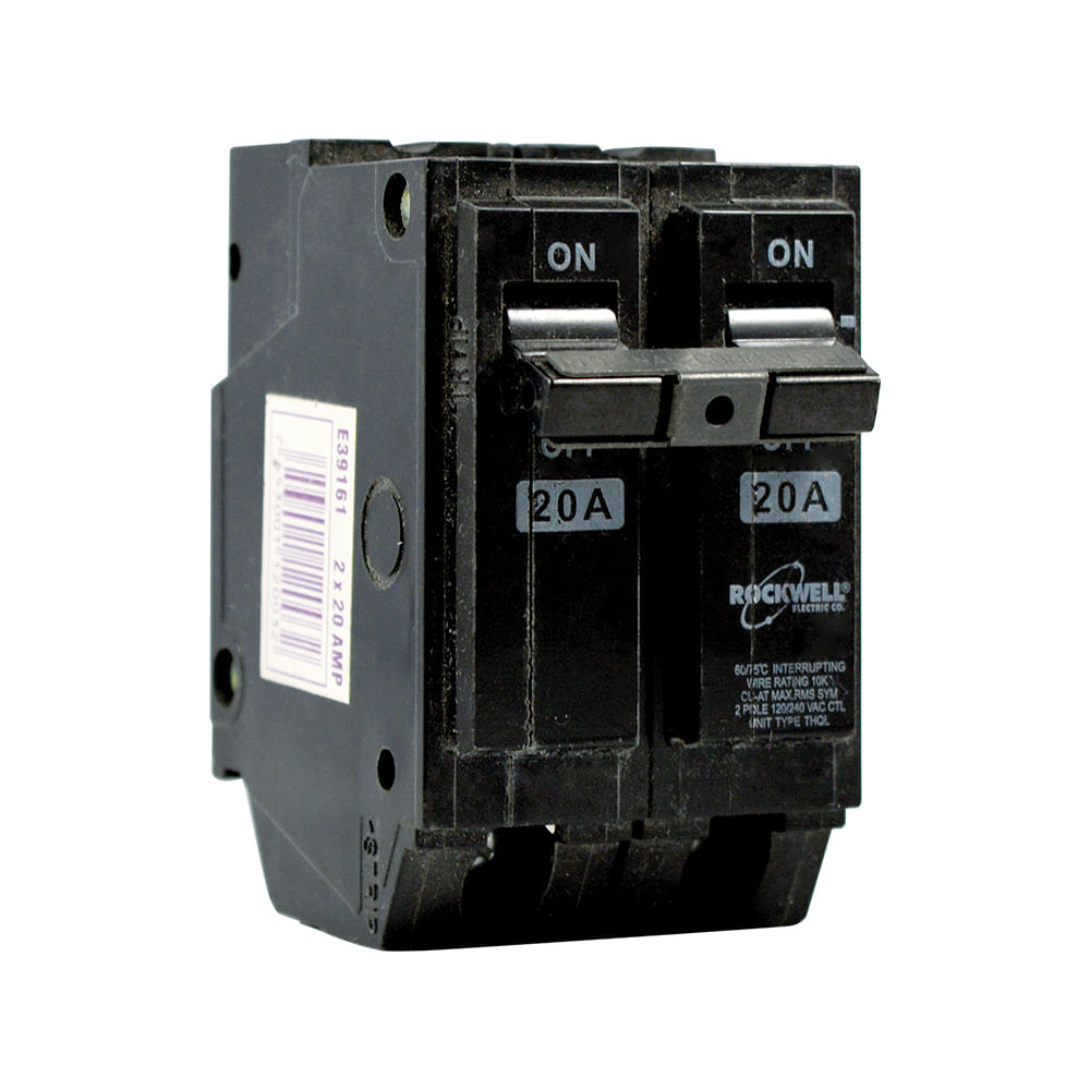 Breaker 2 polo 20 amp tipo ge. Negro. 20amp