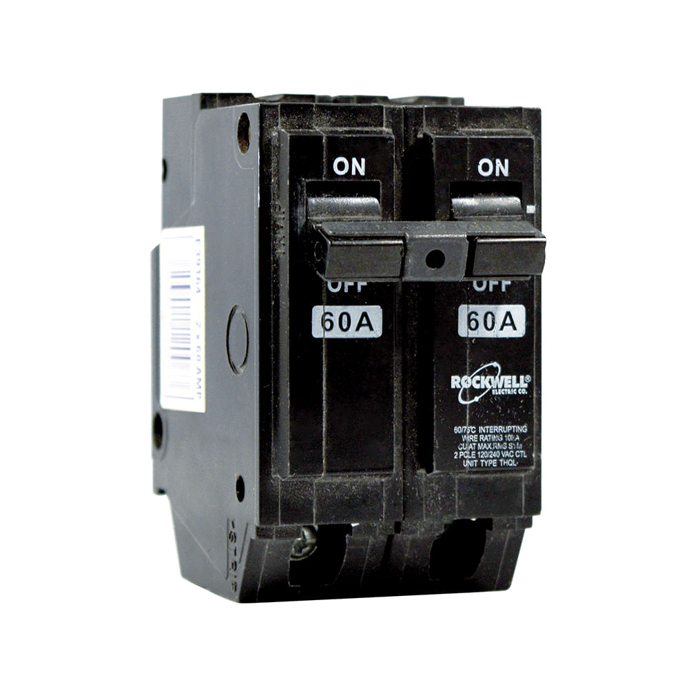 Breaker 2 polo 60 amp tipo ge. Negro. 60amp