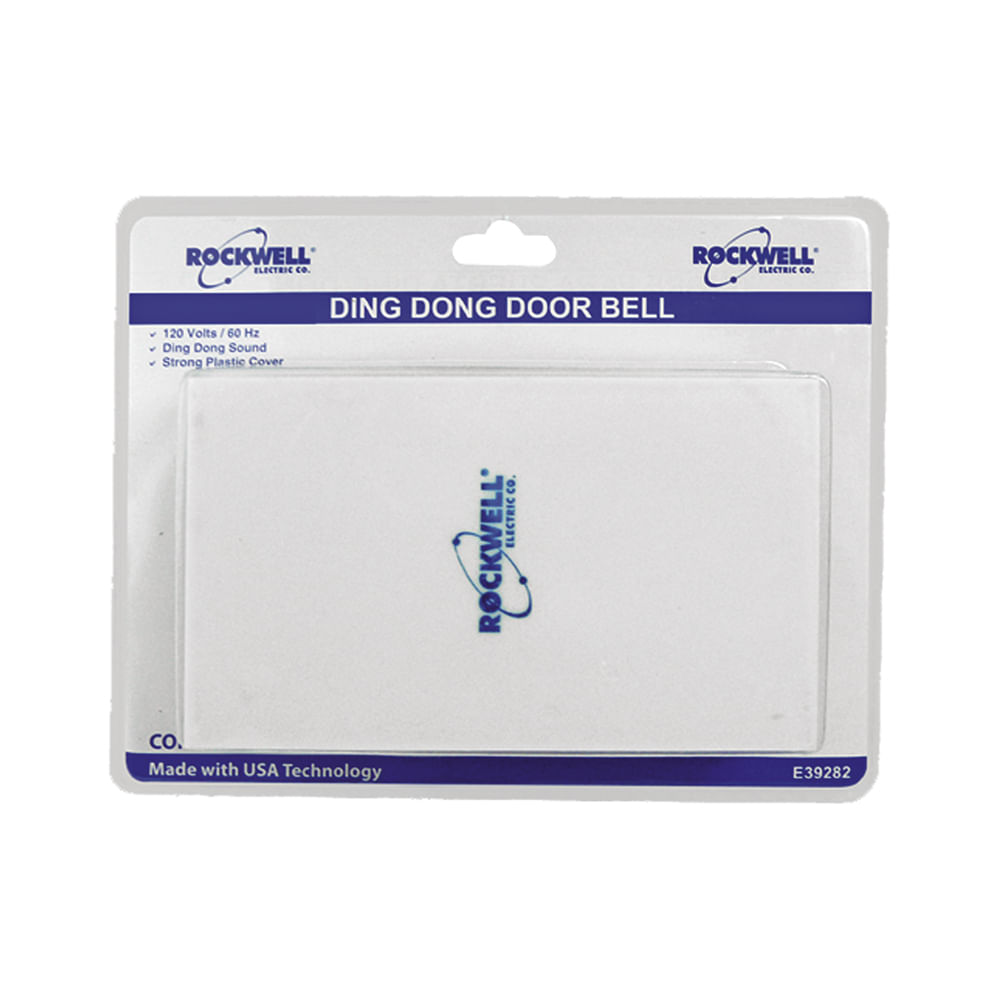 Timbre ding dong rockwell 120v liso. Blanco. 5-1/4 x 3-3/8 1-1/2