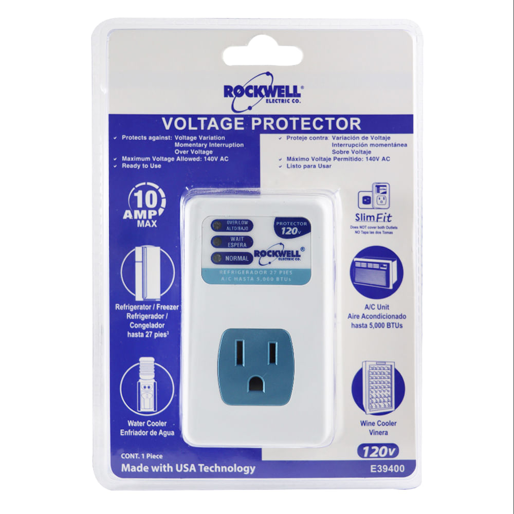 Protector voltaje refrigerador 120v 5k btu. Blanco /celeste. 1170w