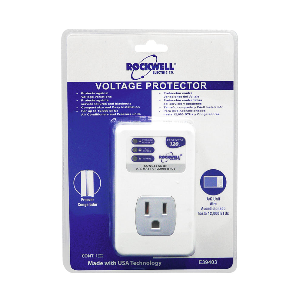 Protector d/voltaje para aire 120v 12k btu. Blanco / gris. 1800w