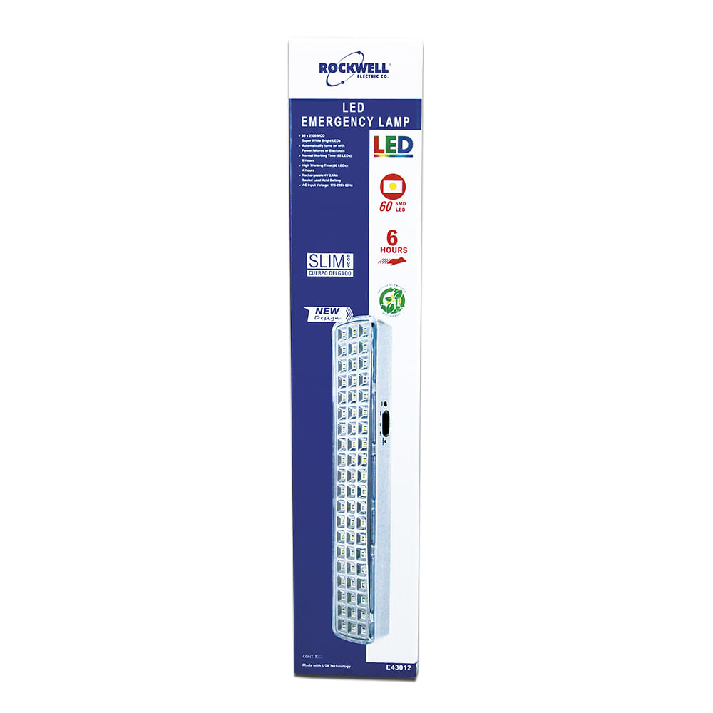 Lampara emergencia 60 led. Blanco. 2-1/2 x 13-1/8 1-3/8