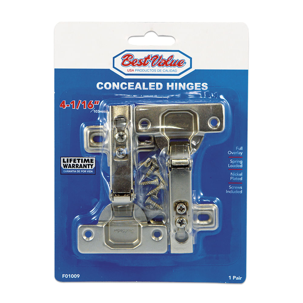 Bisagra escondida full (recta) 3/4. Cromado. 4(100mm)