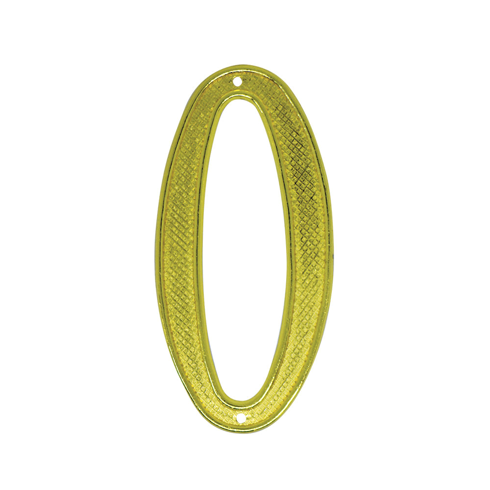 Numero 0 para puerta dorado con clavitos. Dorado.