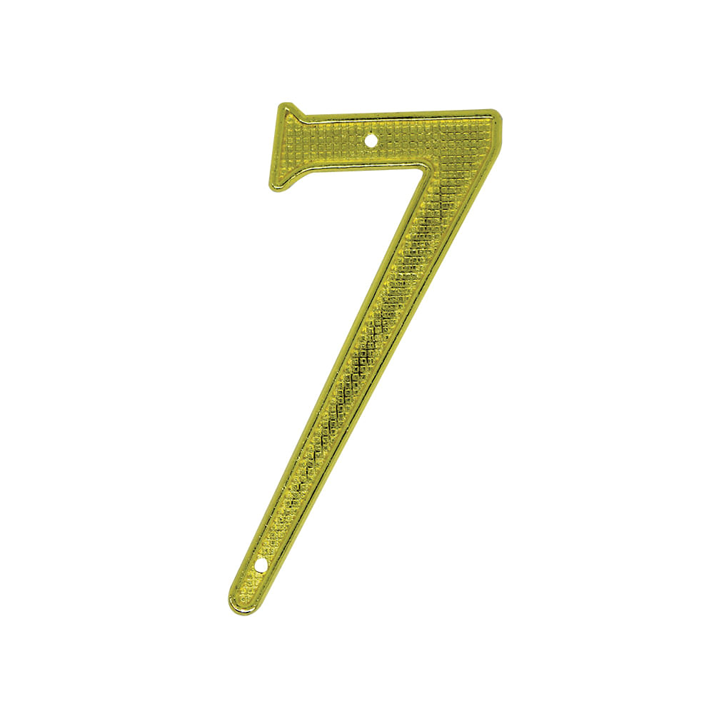 Numero 7 para puerta dorado con clavitos. Dorado.