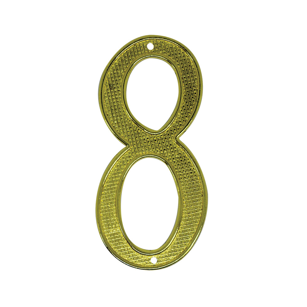 Numero 8 para puerta dorado con clavitos. Dorado.