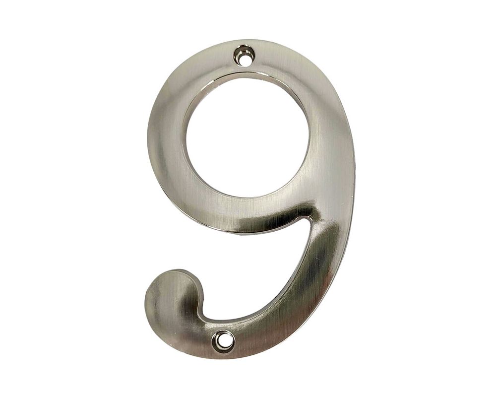 Numero 9 para puerta niquelado 4. Niquelado.