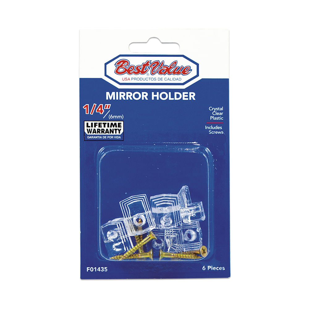 Ganchos para espejo 1/4 bestvalue(6pcs). Transparente.