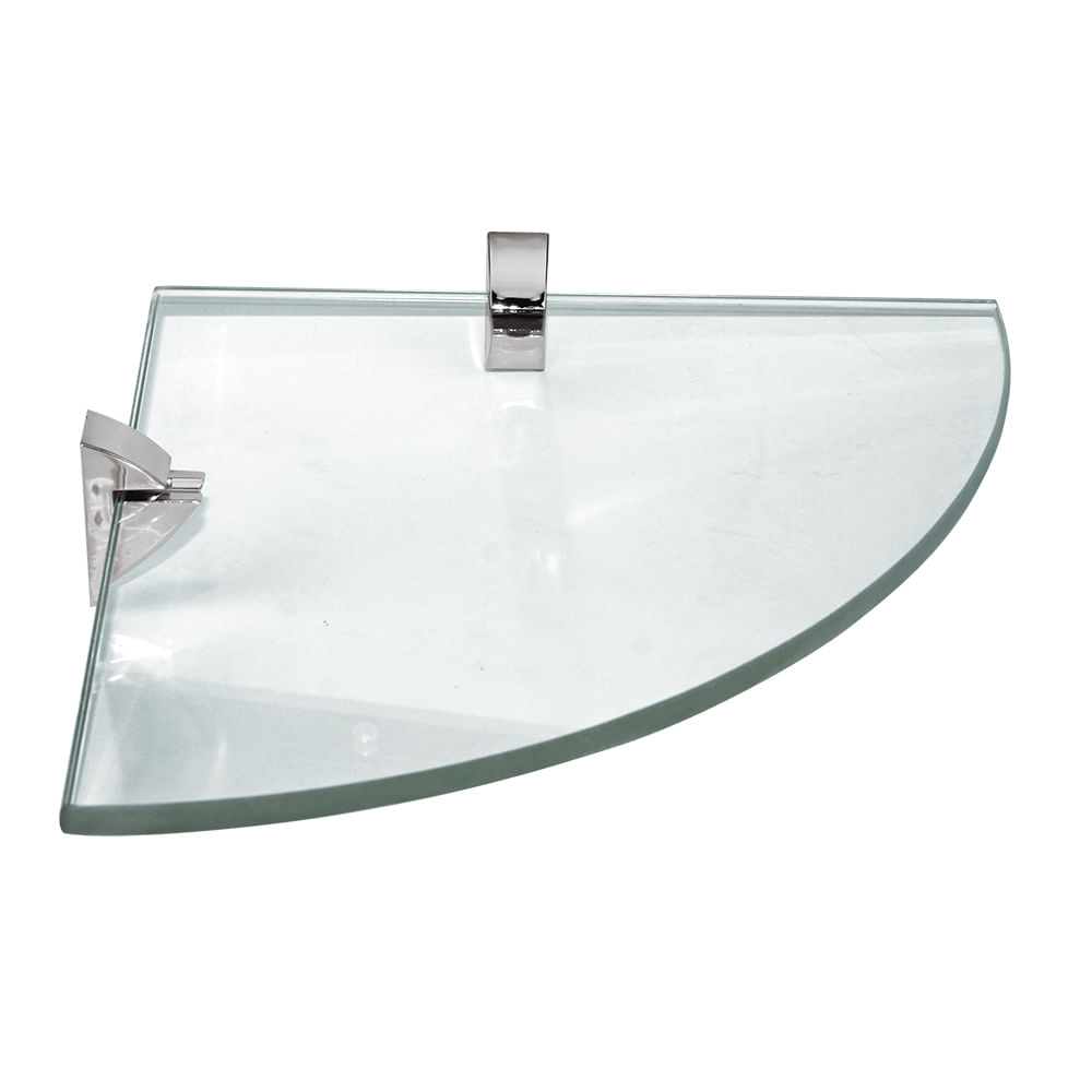 Esquinero vidrio 0. 8x30x30cm con s cromo