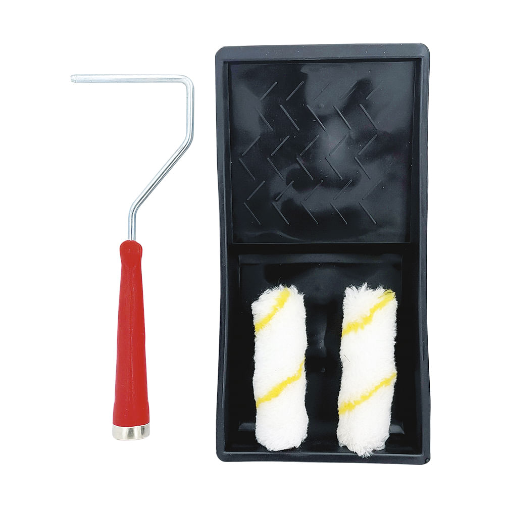 Juego bandeja plastica con mini rodillos 4pzas. Plastico. 4pcs