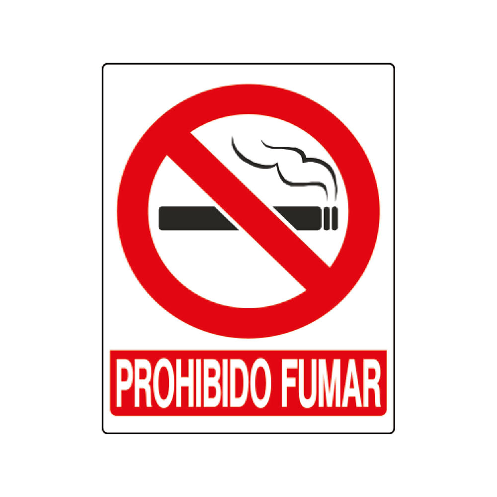Letrero (prohibido fumar). Pvc rígido. 19cm x15cm