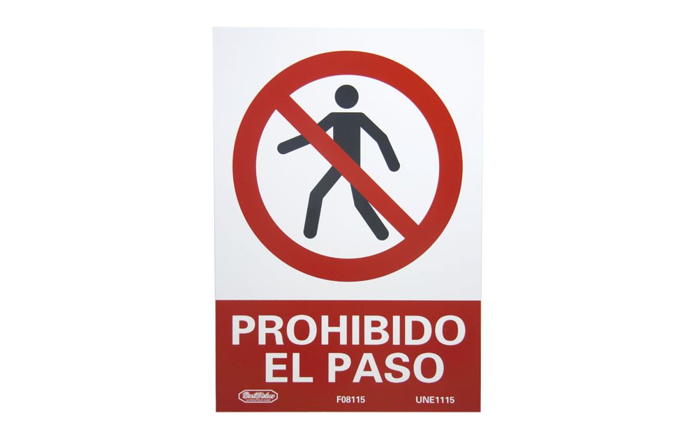 Letrero (prohibido el paso). Pvc rígido. 21cm x 30cm