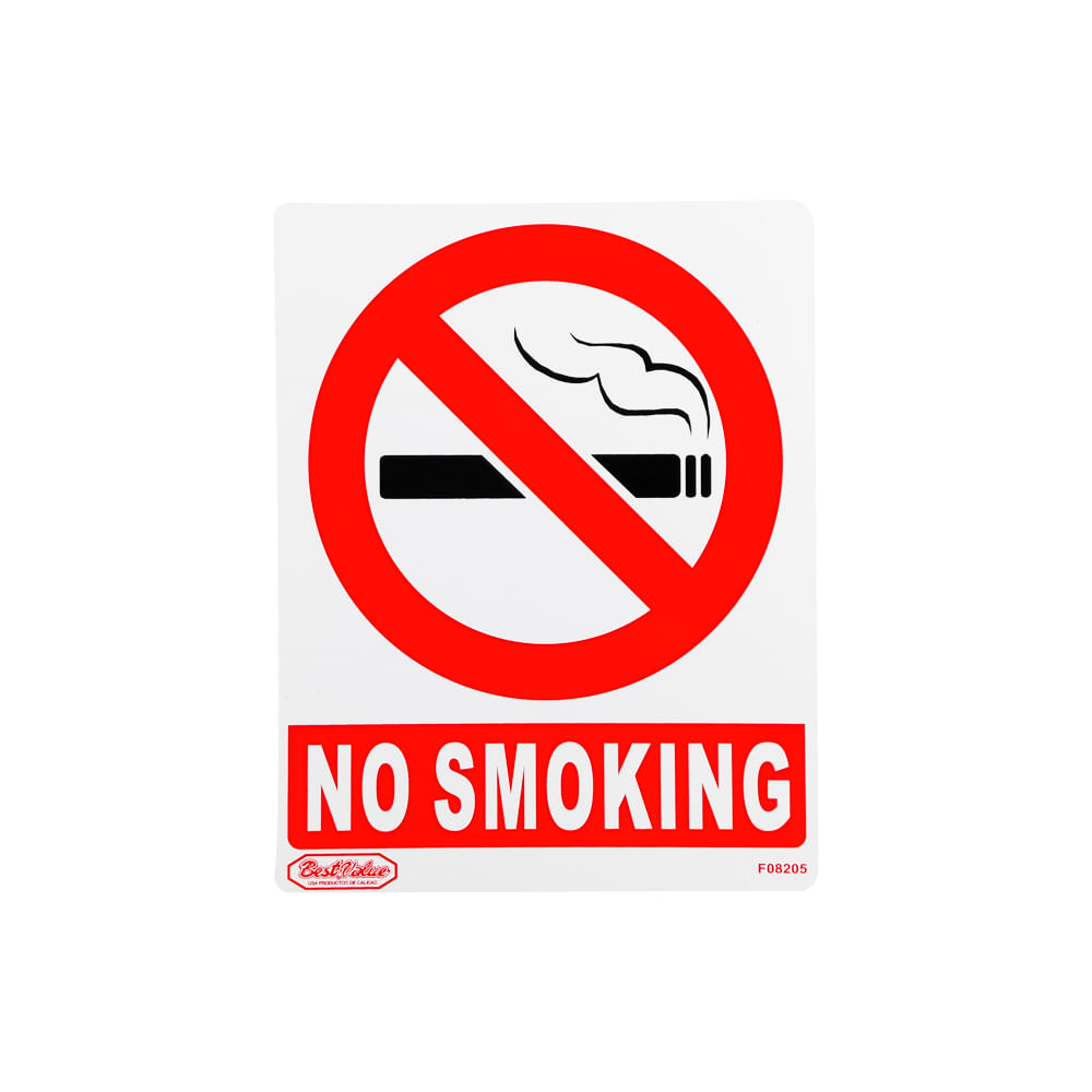 Letrero de informacion no smoking 19x15cm. Pvc rígido. 19cm x15cm