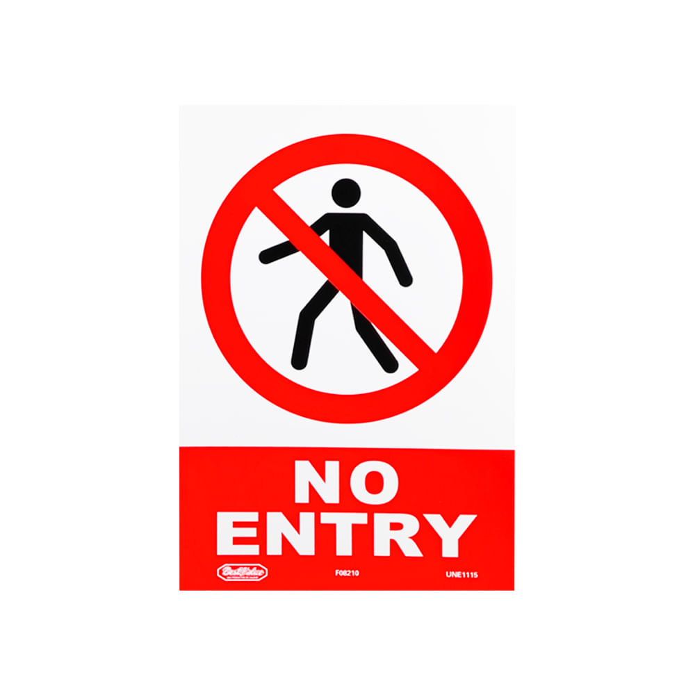Letrero de informacion no entry 20x30cm. Pvc rígido. 21cm x 30cm
