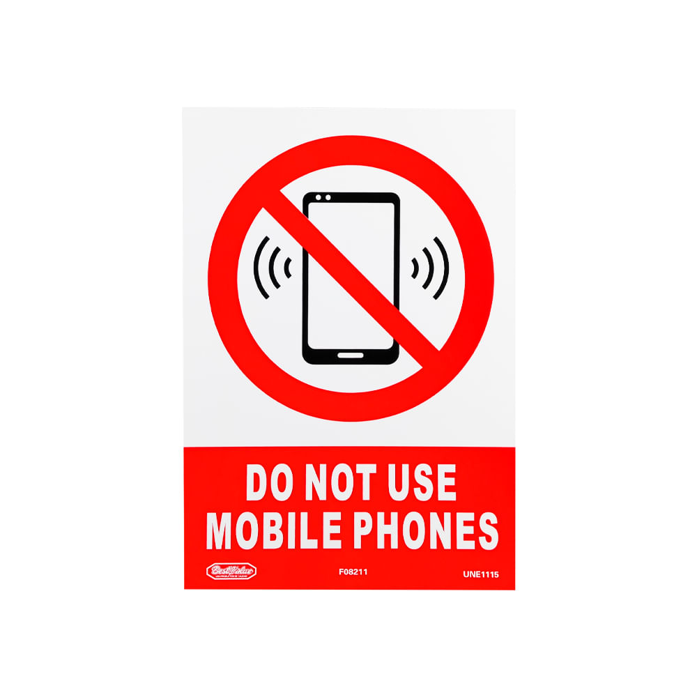 Letrero de informacion no phone. Pvc rígido. 21 cmx 30cm