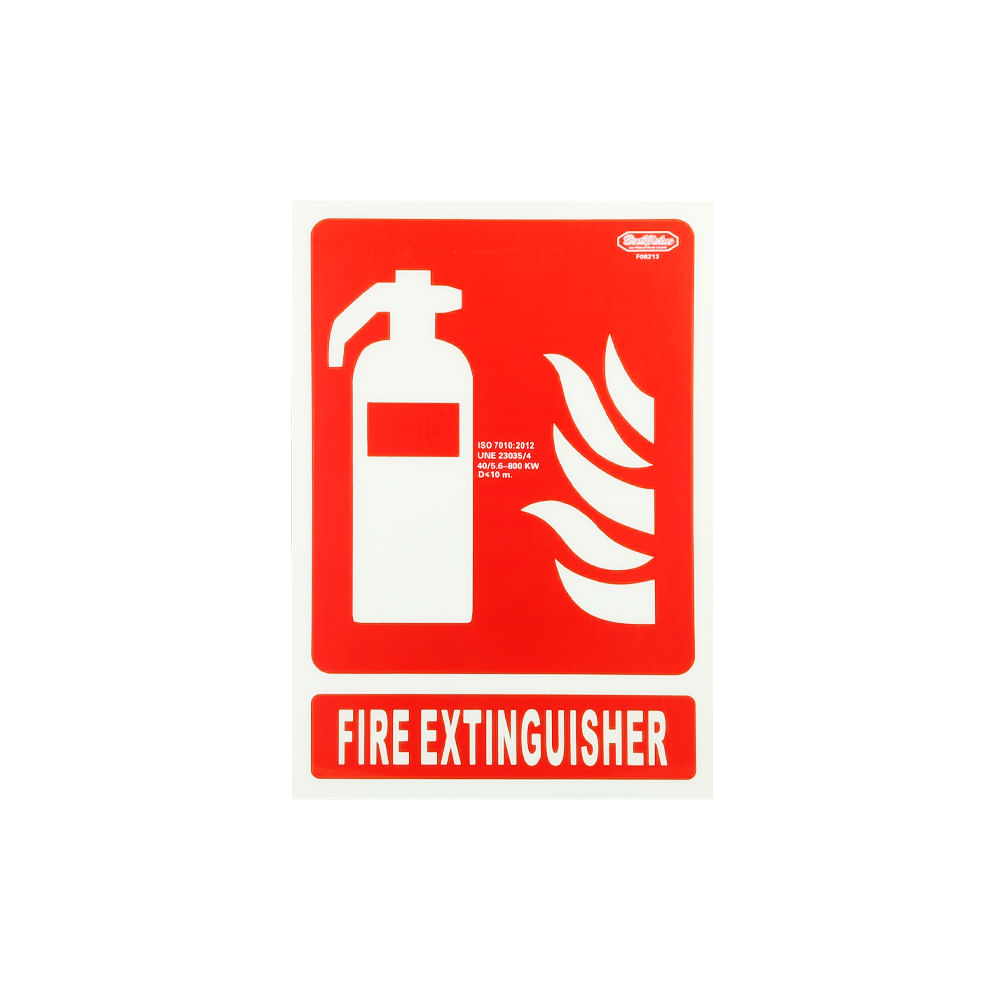 Letrero de informacion fire extinguisher luminiscente. Pvc rígido. 21cm x 30cm